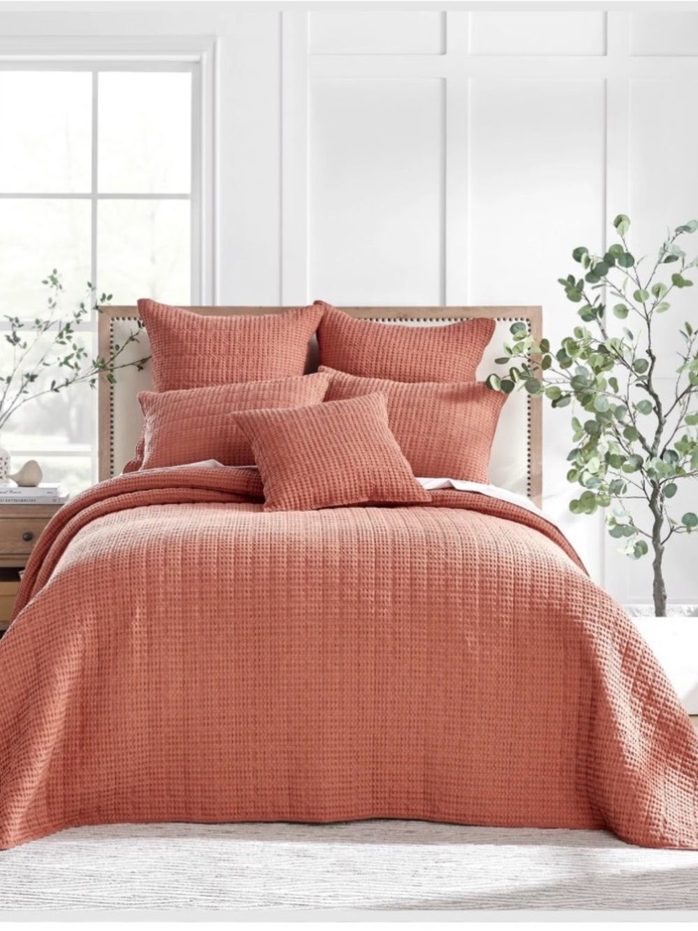WaffleQuilted Bedspread Set with pillow Shams